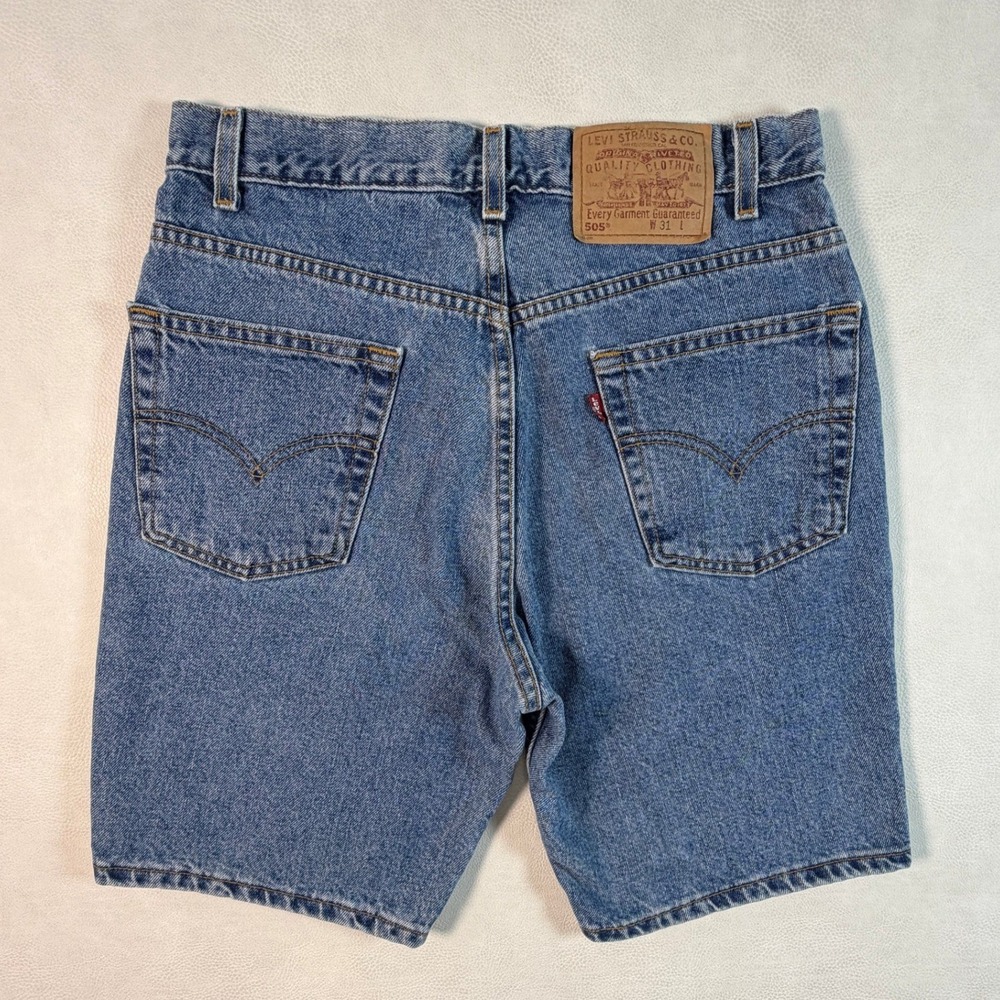 Vintage Levis 505 Mens 29 Jean Shorts Regular Fit Blue Medium Wash Zip Fly Denim
